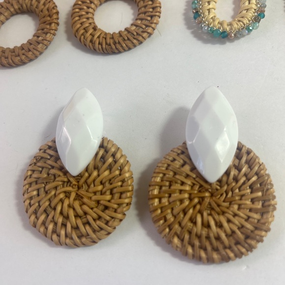 Rattan Statement Woven Women Drop Dangle Earrings. - Picture 4 of 5